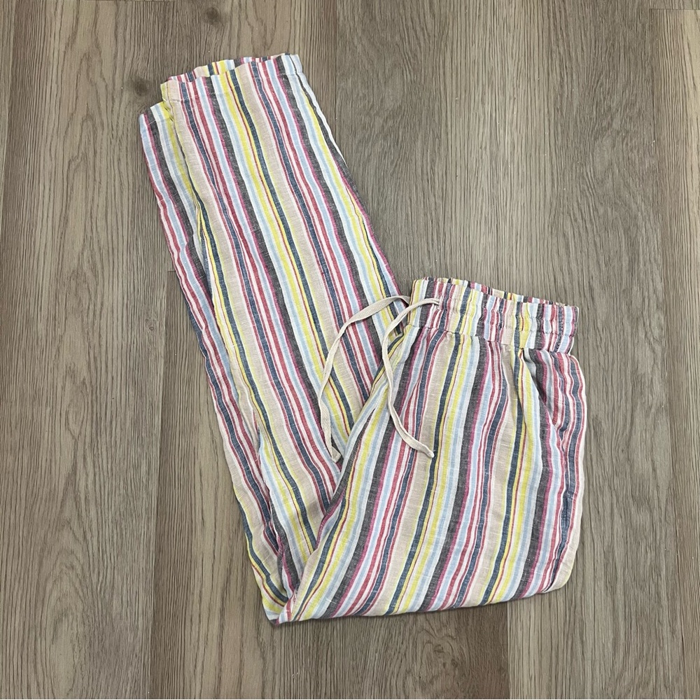 Elan 100% Linen Copped Pants - Medium